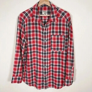 Aritzia Womens Medium Tna Boyfriend Plaid  Shirt